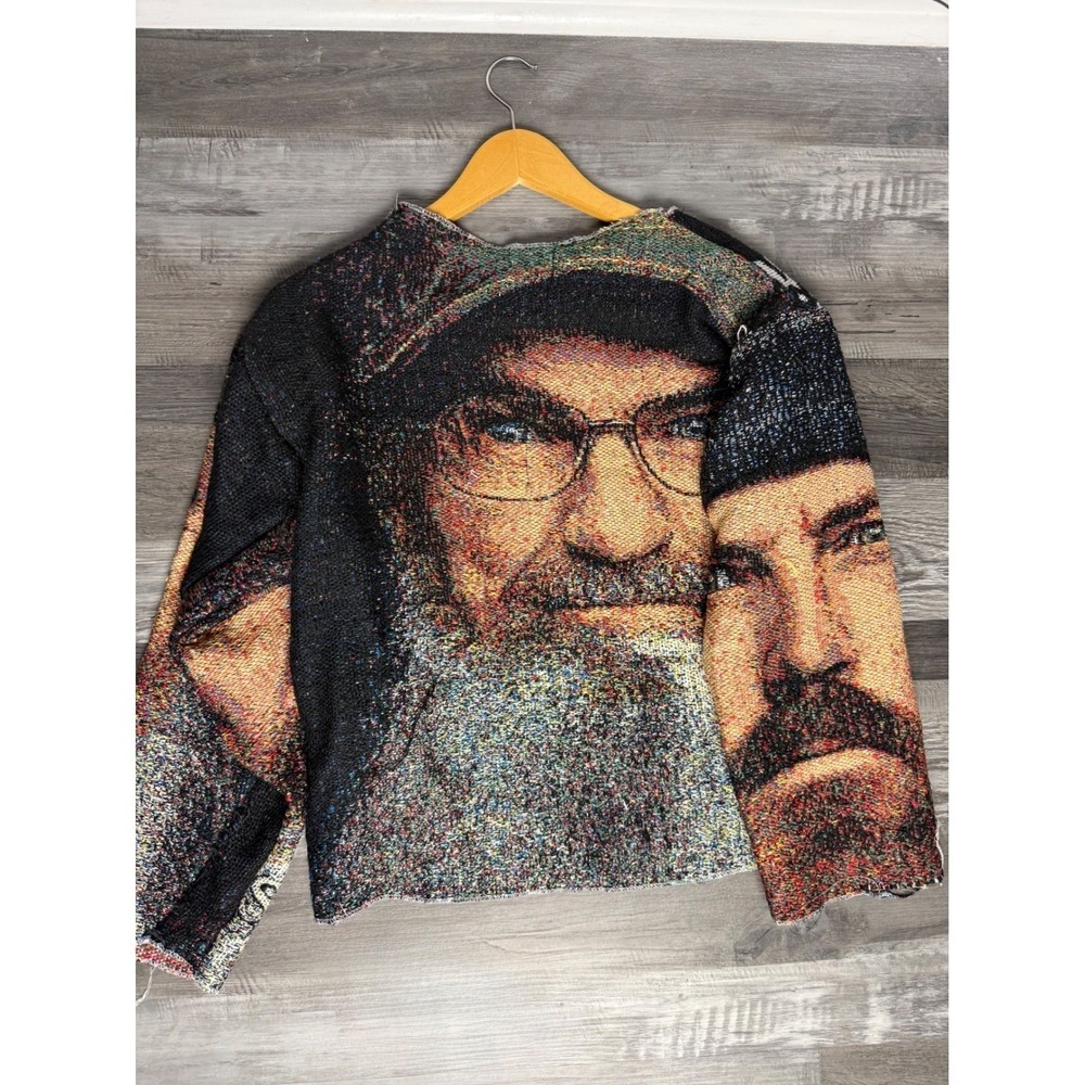 Duck Dynasty Woven Tapestry Graphic Sweater Multi Color Streetwear Top - Picture 3 of 4